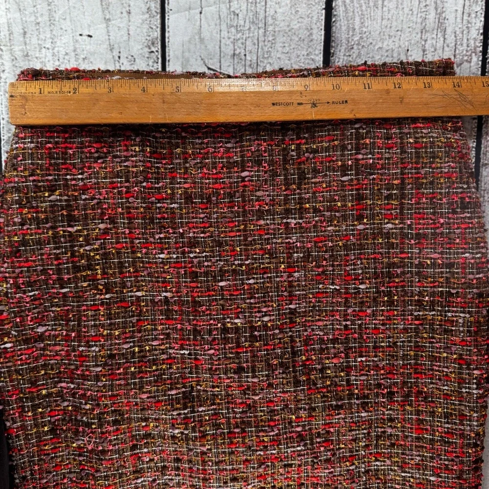 J.Crew Tweed Pencil Skirt Size 00 Brown Red Textured Career‎ Classic